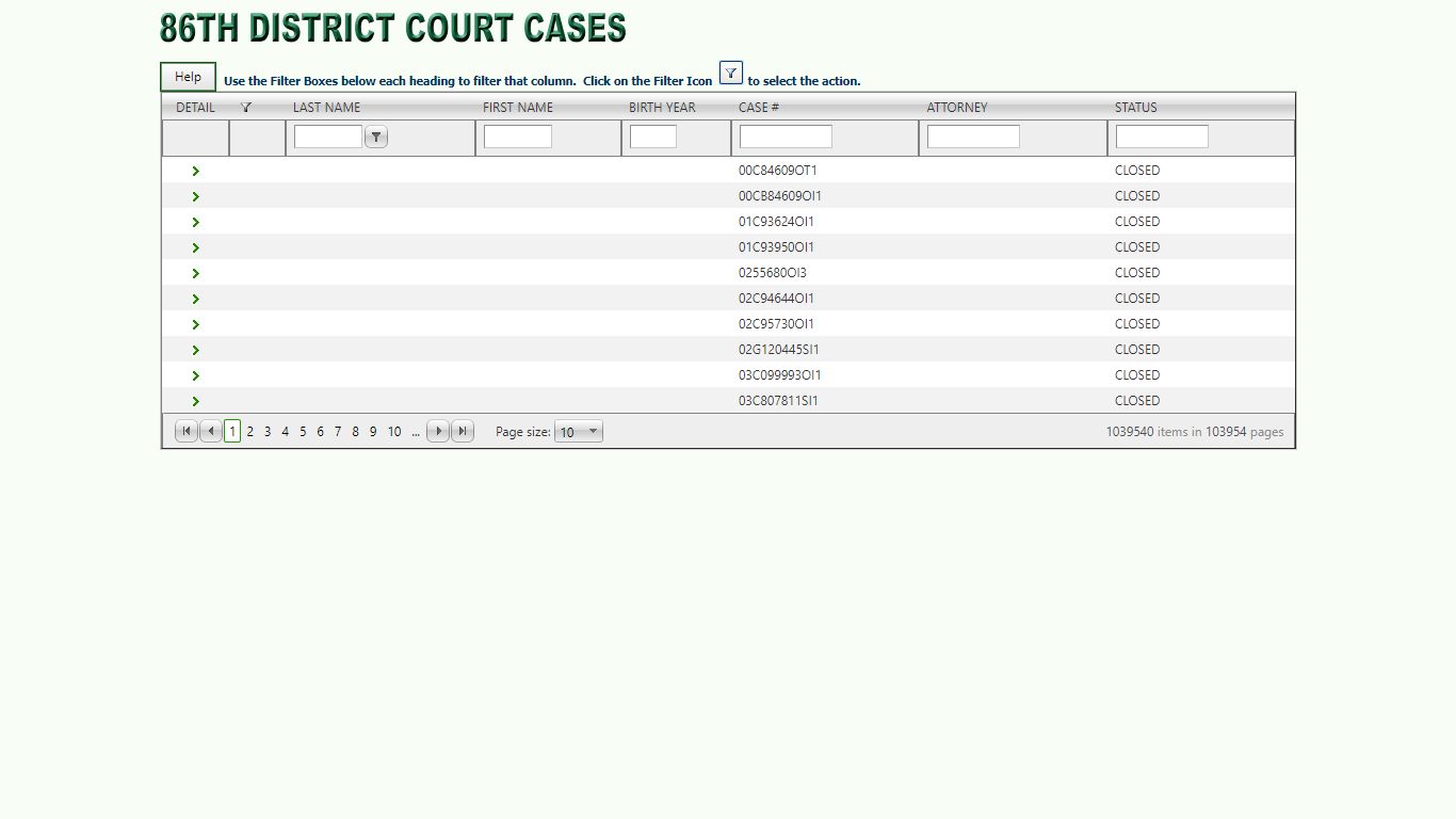 86th District Court Cases - Grand Traverse County, Michigan