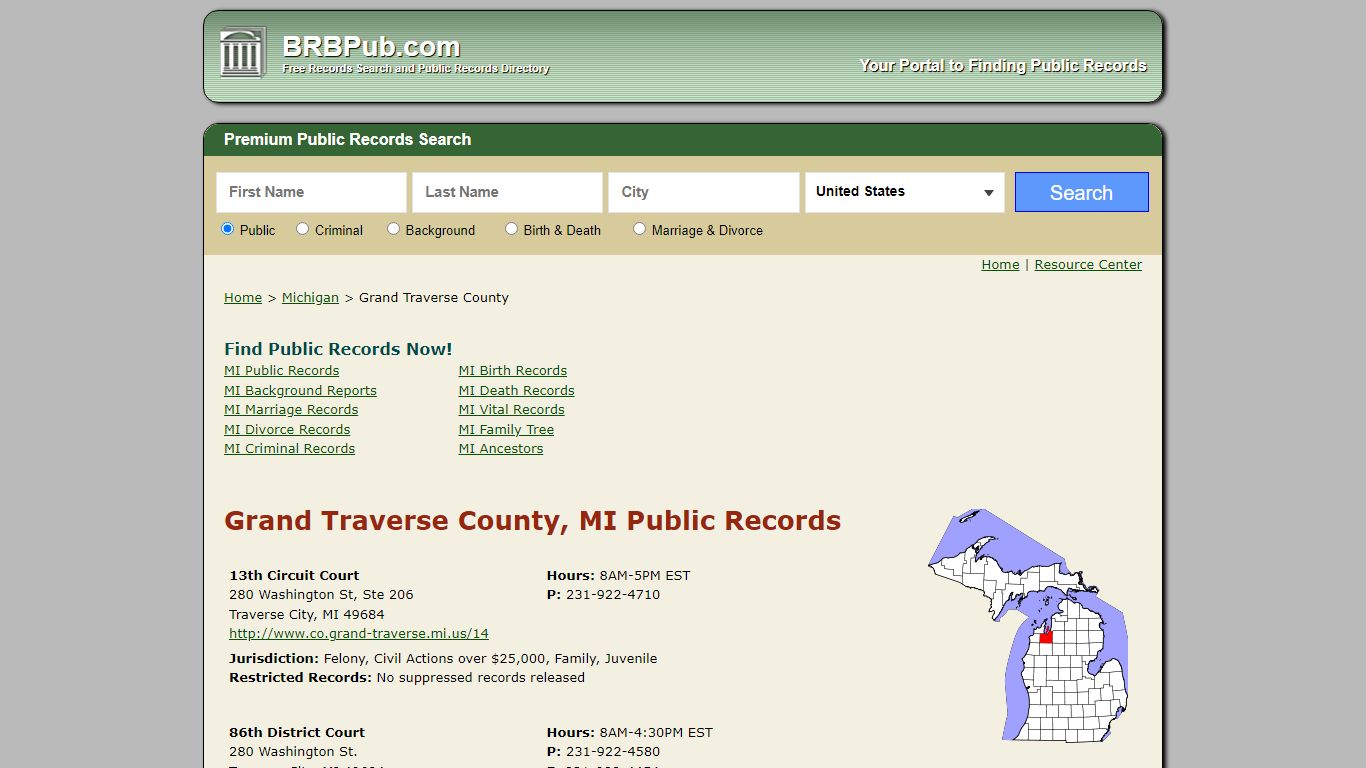 Grand Traverse County Public Records | Search Michigan ...