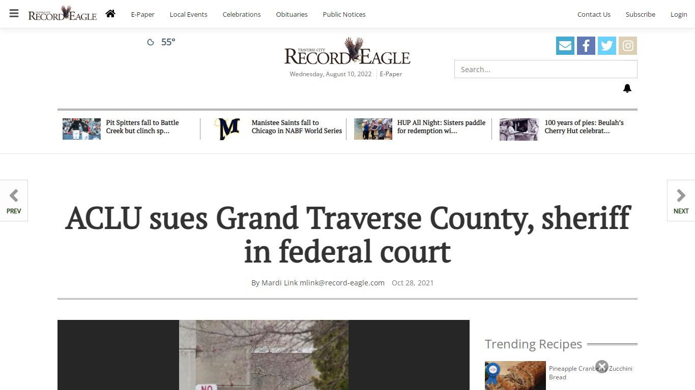 ACLU sues Grand Traverse County, sheriff in federal court ...